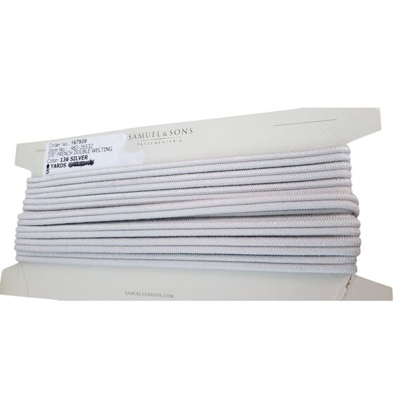 Samuel & Son 5 Yards 3/8" Silver French Piping Double Welting Trim Discontinued - Picture 2 of 5